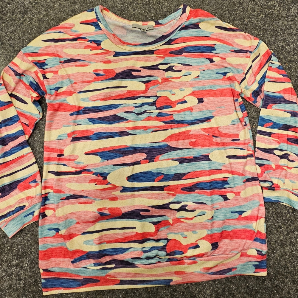 Luukse Colorful Camo Abstract Long Sleeve Sweater Top